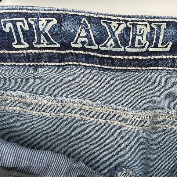 TK Axel‎ Mens Slim Boot Cut Jeans Size 38 x 30 Blue Button Flap Pockets - Picture 10 of 12